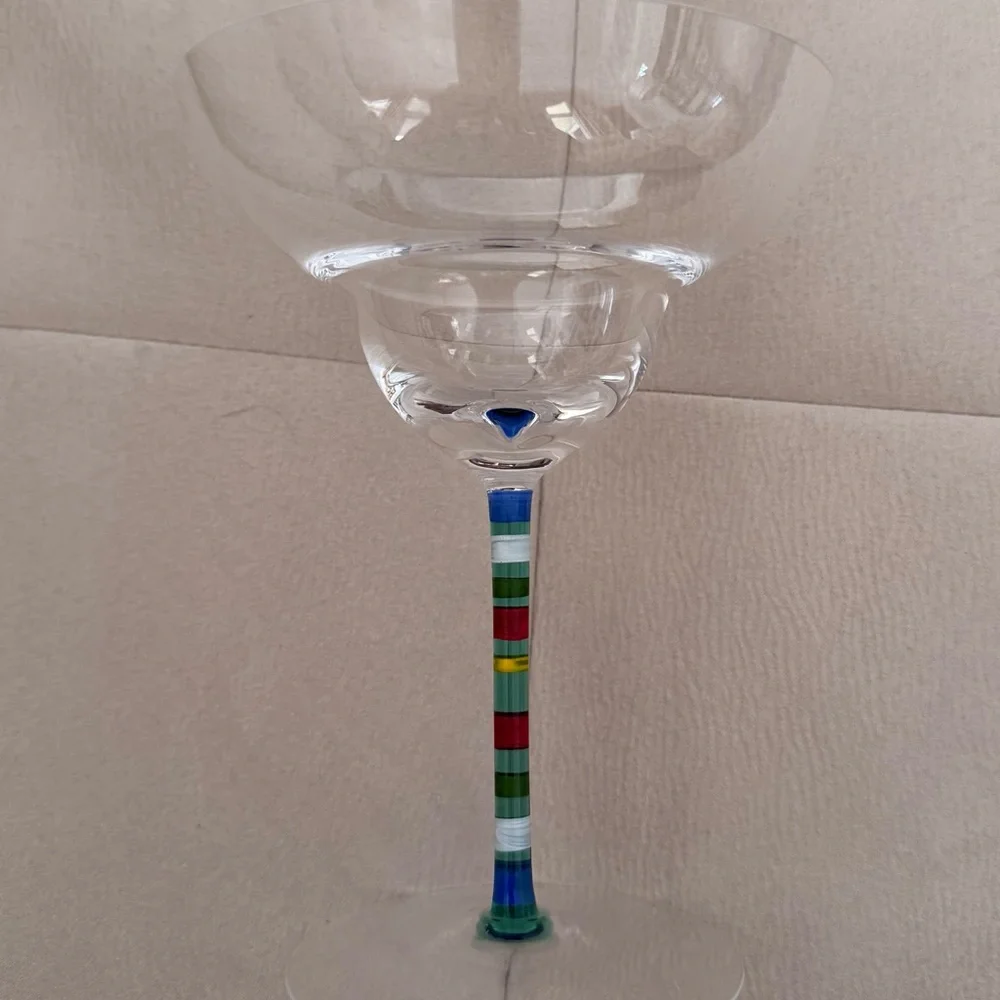 Crate and Barrel CAPRICE multicolor stem margarita glass. (1) Like new 6 3/4 H